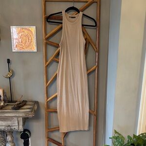 Zara Sleeveless Beige Midi Dress